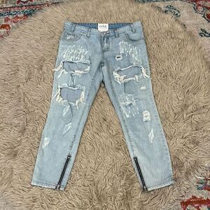 One by one teaspoon trashed free bird jeans size 29